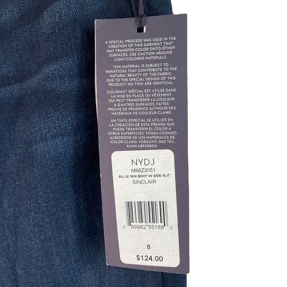 NWT NYDJ Billie Mini Bootcut Jean w/ Side Slit, Size 0 - Picture 4 of 8